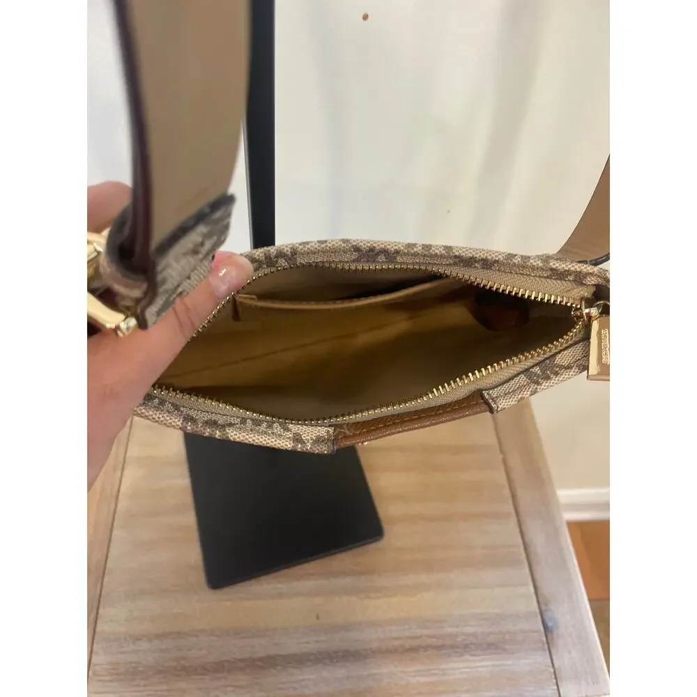 Michael Kors Tan + Brown MK Logo Belt Bag Sz L/XL